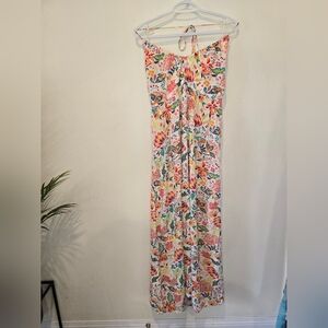 Old Navy M floral crinkled gauze halter maxi dress